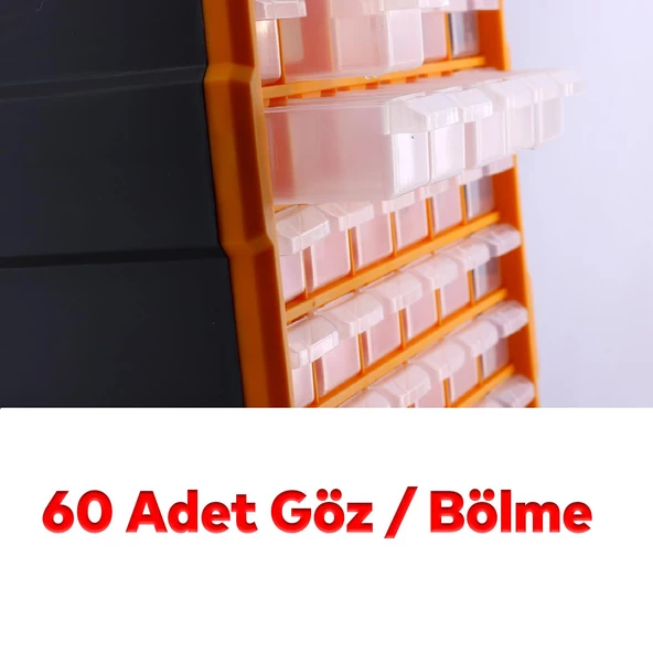 Vida Dübel Civata Kutusu Bölmeli Avadanlık Monoblok Çekmeceli 60'lı Takım Çantası Plastik Organizer - 3
