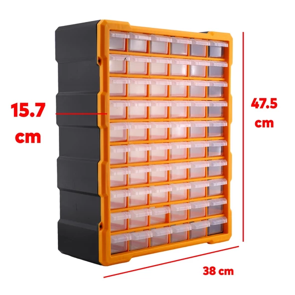 Vida Dübel Civata Kutusu Bölmeli Avadanlık Monoblok Çekmeceli 60'lı Takım Çantası Plastik Organizer - 2