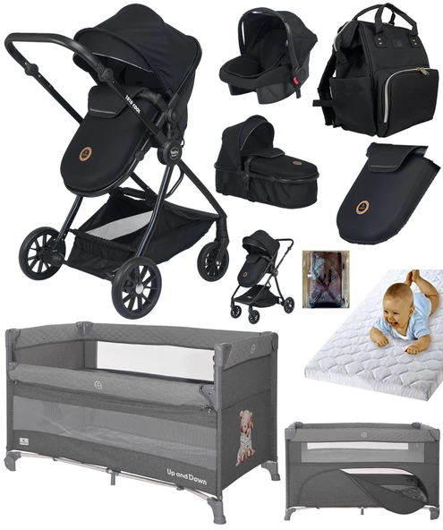 Baby Home Full Ekonomi Paket 9 In 1 Set 1010 Travel Sistem Bebek Arabası Ve Anne Yanı Beşik Oyun Parkı Yatak - 2