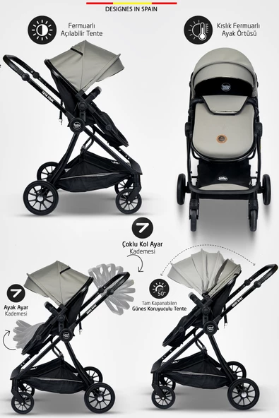 Baby Home Full Ekonomi Paket 9 In 1 Set 1010 Travel Sistem Bebek Arabası Ve Anne Yanı Beşik Oyun Parkı Yatak - 7