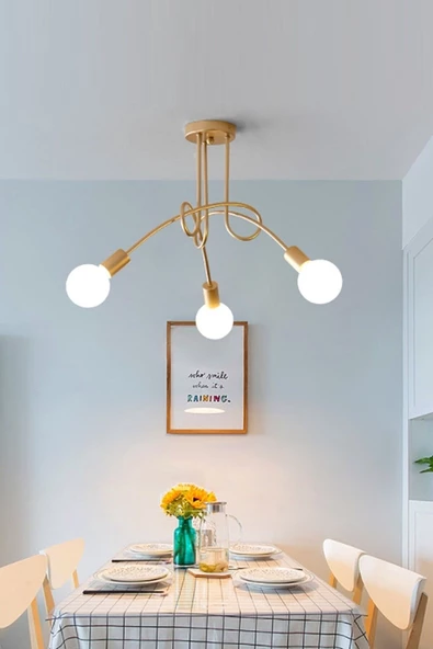 Ömür Avize Venita Modern Goldtasarım Üçlü Avize