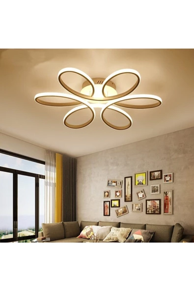 Ömür Avize Ella Modern 6 Lı Ledli Avize gold kasa 45lık