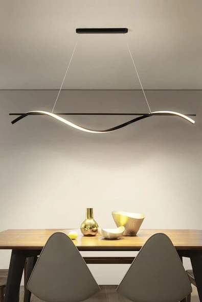 Ömür Avize Mıamı Modern Sıralı Siyah Kasa Beyaz Işık Sıralı Ledli Avize