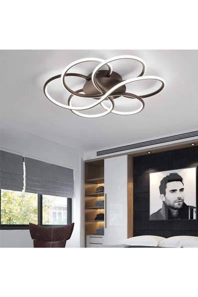 Ömür Avize Capella sıyah  Siyah Kasa Modern 3lü Tasarım Ledli Avize