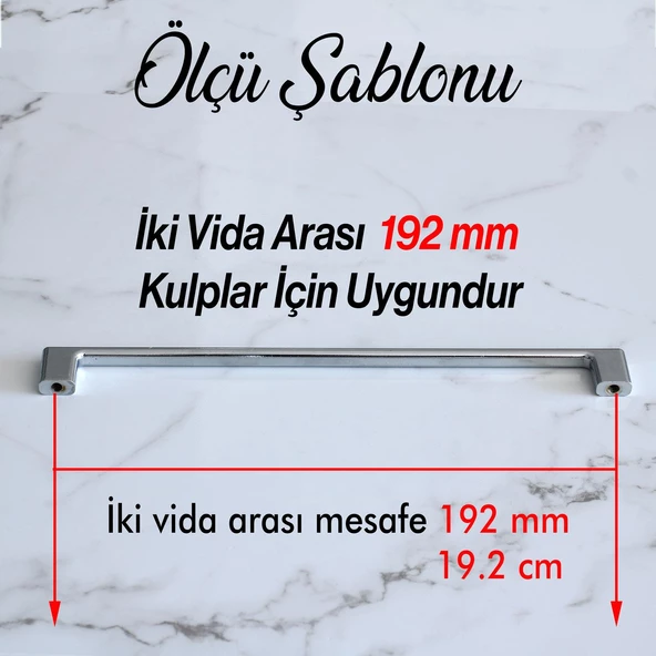 Merve Krom Metal Kulp 192 mm-19.2 cm Mobilya Çekmece Mutfak Dolabı Dolap Kapak Kulpları Kulbu Kulpu - 3