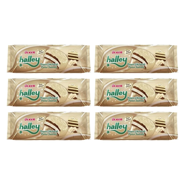 Ülker Halley Beyaz Çikolata Kaplamalı Sandviç Bisküvi 210g x 6 Adet - 2