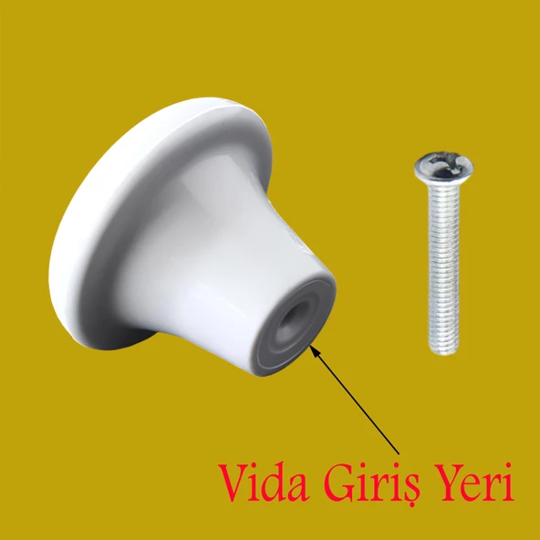 Mobilya Düğme Sert Plastik Kulp Beyaz Dolap Mutfak Dolabı Çekmece Kapak Kulpu Kulbu 5 ADET - Resim 2