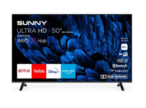 Sunny SN50FMN252 4K Ultra HD 50" 127 Ekran Uydu Alıcılı webOS Smart LED TV