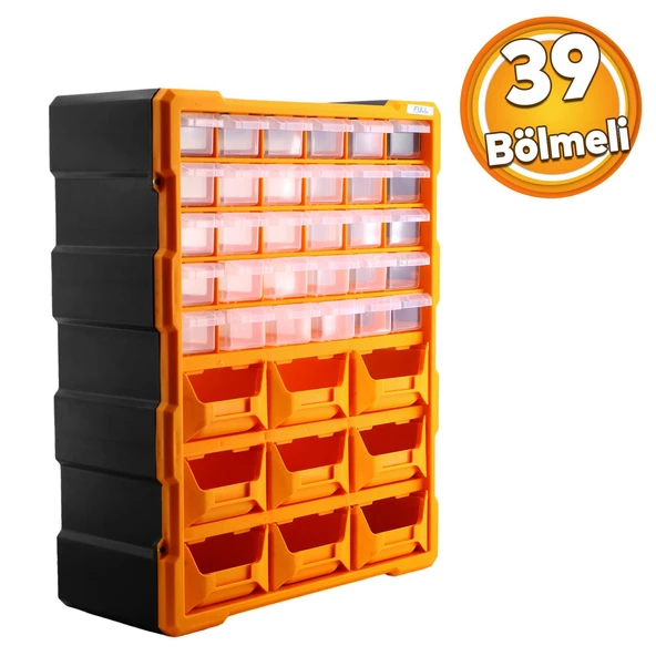 Vida Dübel Civata Kutusu Bölmeli Avadanlık Monoblok Çekmeceli 39'lu Takım Çantası Plastik Organizer