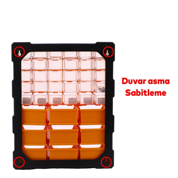 Vida Dübel Civata Kutusu Bölmeli Avadanlık Monoblok Çekmeceli 39'lu Takım Çantası Plastik Organizer - 6