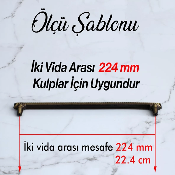 Dekor Eskitme Antik Sarı Metal 224 mm Mobilya Mutfak Çekmece Dolap Dolabı Kulpu Kulbu Kulpları - Resim 2