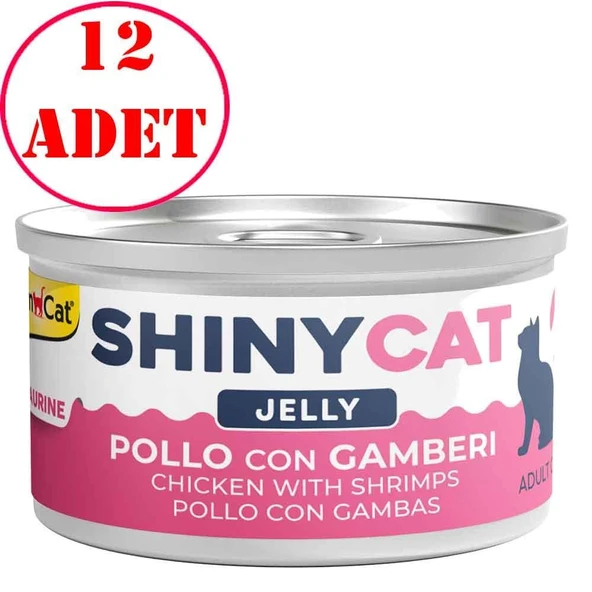 Gimcat Shiny Cat Jel içinde Tavuk ve Karidesli Konserve 70 gr 12 AD
