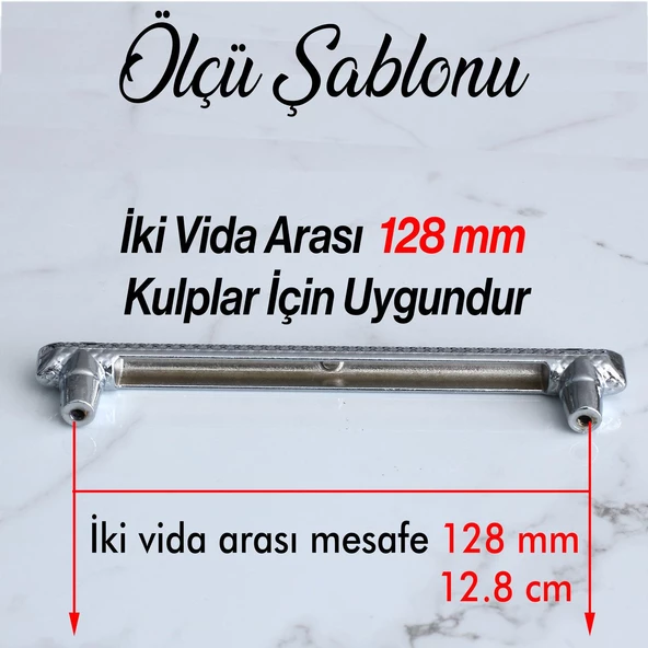 Dekor Krom Metal Kulp 128 mm 12.8 cm Mobilya Çekmece Mutfak Dolabı Dolap Kulpları Kapak Kulpu Kulbu - 3