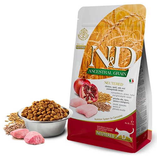 N&D Ancestral Grain Tavuklu Narlı Düşük Tahıllı Kısırlaştırılmış Kedi Maması 10 Kg