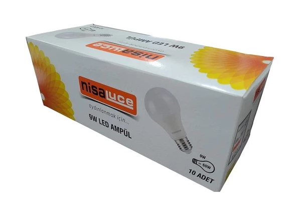 NisaLuce 9W Led Ampul 6500K Beyaz Işık 10 Adet