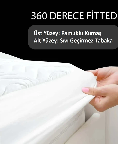 Livdora Kapitoneli Full Kenar Lastikli Sıvı Geçirmez Çift Kişilik Alez (160x200+30) - 2