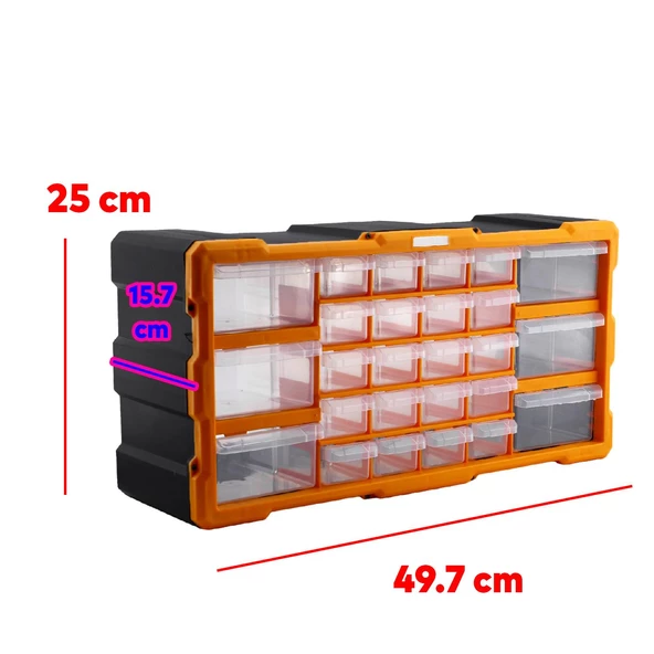 Vida Dübel Civata Kutusu Bölmeli Avadanlık Monoblok Çekmeceli 26'lı Takım Çantası Plastik Organizer - 2