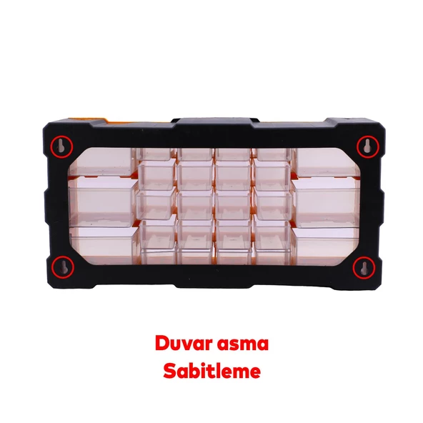 Vida Dübel Civata Kutusu Bölmeli Avadanlık Monoblok Çekmeceli 26'lı Takım Çantası Plastik Organizer - 5