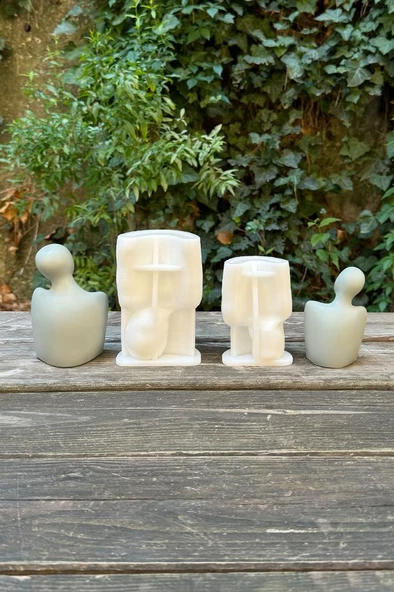 Heykel Kadın Erkek Sevgili Silikon Mum Kalıp Seti - Resim 3