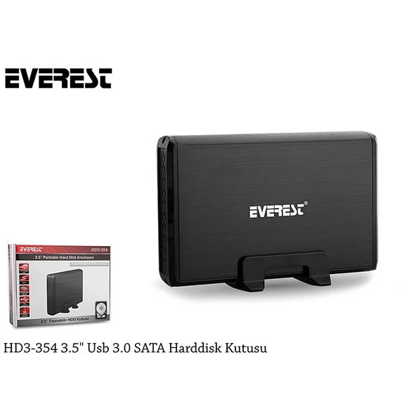 EVEREST 3,5" USB 3.0 HD3-354 Sata Alüminyum Harddisk Kutusu Siyah - Resim 3