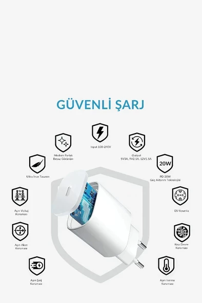 Iphone Uyumlu 11 / 11 Pro-12 /12 Pro Uyumlu Yeni Nesil Type-c Girişli 20w Hızlı Adaptör Başlık - 3