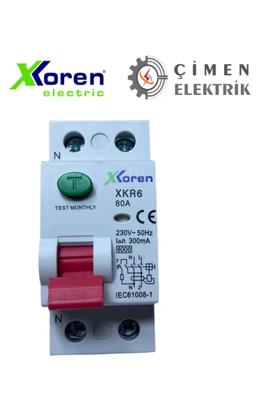 XKOREN 2X80A 300mA 6KA Kaçak Akım RÖLESİ XKR62P-300-80