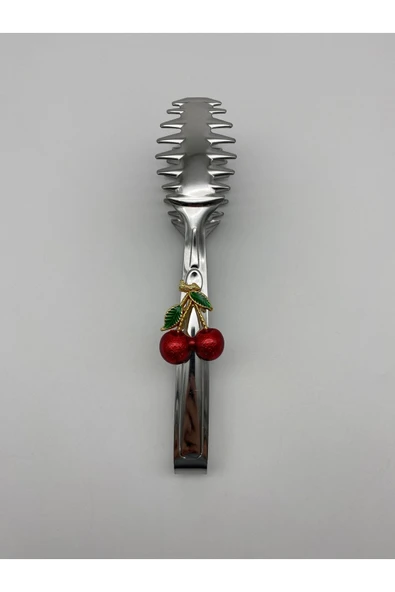 Kirazlı Gümüş Maşa Seti, Salata, Makarna ve Pasta Servis Sunum Maşası, Paslanmaz Çelik 18/10 - 6