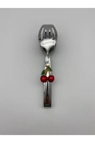 Kirazlı Gümüş Maşa Seti, Salata, Makarna ve Pasta Servis Sunum Maşası, Paslanmaz Çelik 18/10 - 7