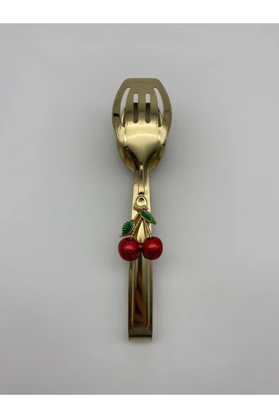 Kirazlı Gold Maşa Seti, Salata, Makarna ve Pasta Servis Sunum Maşası, Paslanmaz Çelik 18/10 - 6