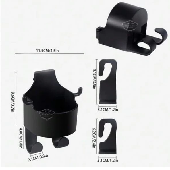 Oto Araç İçi Çok Fonksiyonlu Koltuk Arkası Organizer Bardaklık Telefon Tutucu Askılık Araba Eşya Düzenleyici 1 Adet - 5