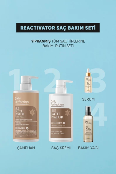 DAILY PERFECTION PRO,Reactıvator Saç Bakım Seti Saç Dökülme Karşıtı (Şampuan-Saç Bakım Kremi-Saç Bakım Yağı-Serum) - 1