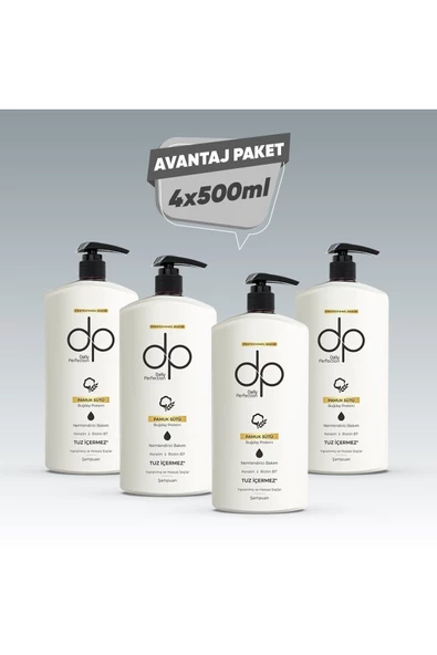 DP DAİLY PERFECTİON,Tuzsuz Şampuan Pamuk Sütü Buğday Protein 4 Adet 500 ml