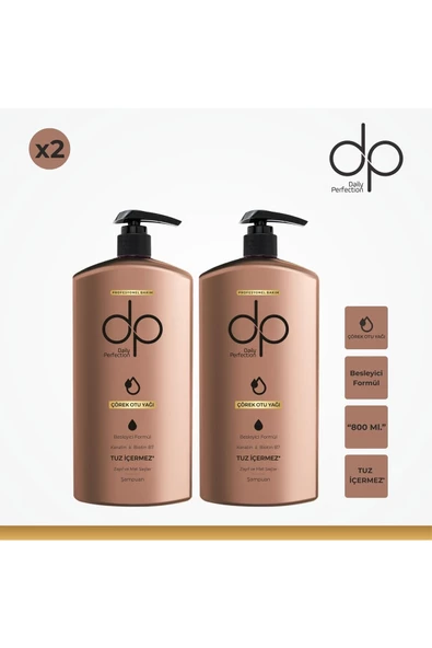 DP DAİLY PERFECTİON,Tuzsuz Şampuan 800 Ml Çörekotu Yağı (2'li Paket)