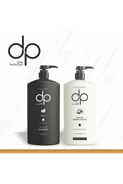 DP DAİLY PERFECTİON,Dp 1 Adet Mentollü Şampuan 500 Ml 1 Adet Organik Hindistan Cevizi Özlü Saç Kremi 500 Ml