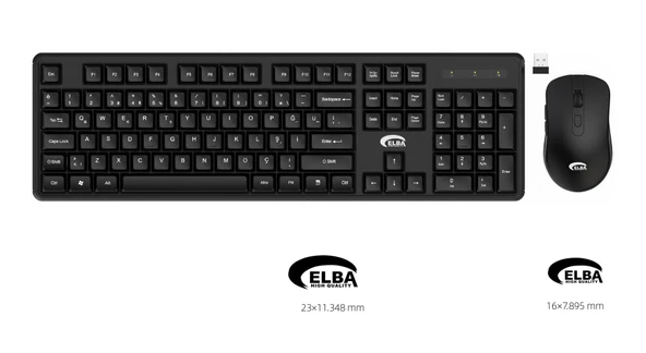 Elba EC-266 Q Usb Siyah Kablosuz Klavye Mouse Set Multimedya tuşları mevcuttur