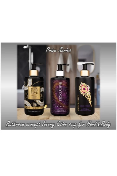 DEXCLUSIVE,Luxury Banyo Konsepti Losyonlu Sıvı Sabun 400 Ml. - Prive Series 3'lü - 2