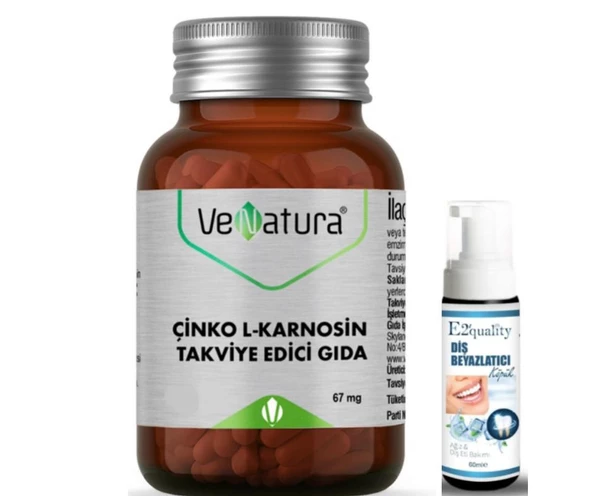 VeNatura Çinko L-Karnosin 30 Kapsül - Diş Beyazlatıcı Köpük Hediye