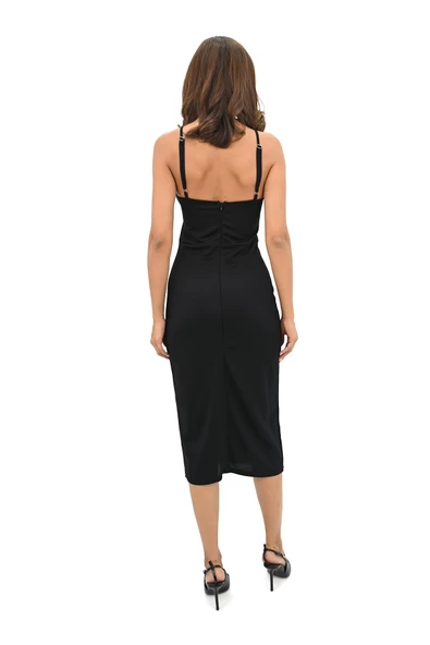 Kadın Taş İşlemeli Yırtmaç Detaylı Elbise 5247-25 - 5