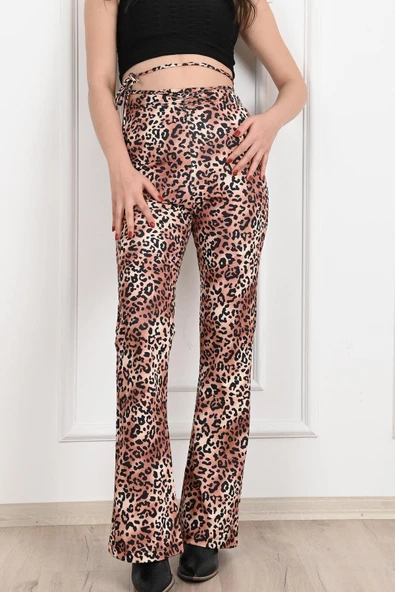 Leopar Desenli Yüksek Bel Tayt -1 6079-22