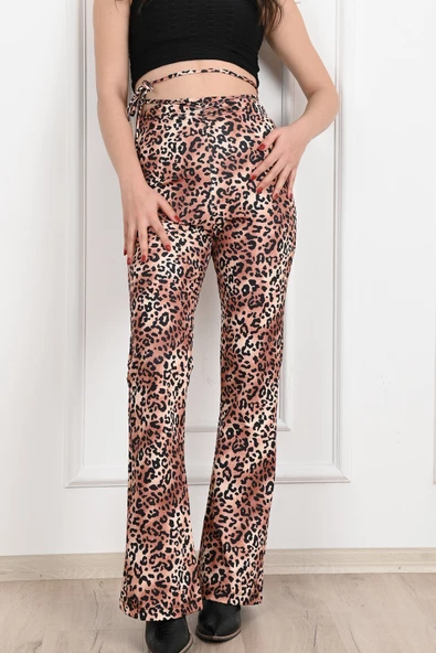 Leopar Desenli Yüksek Bel Tayt -1 6079-22 - 5