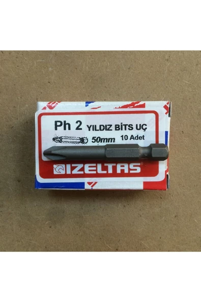 İzeltaş Ph2 Yıldız Bits Sıkma Uç 50 Mm Sac Vidası Için 10 Adet