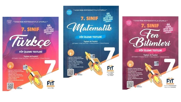 FİT YAYINLARI 7. Sınıf Türkçe + Matematik+ Fen Bilimleri Föy İzleme Testleri