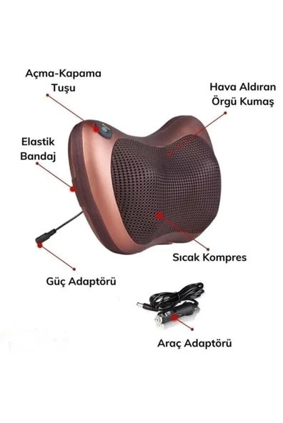 Çift Motorlu Titreşimli 8 Toplu Yoğurmalı Isıtmalı Bel Boyun Ayak Sırt Omuz Masaj Aleti - 3