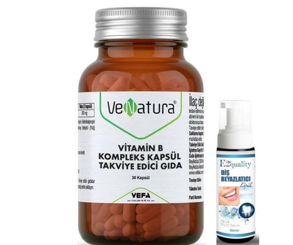 VeNatura Vitamin B Kompleks Kapsül Takviye Edici Gıda 30 Kapsül  - Diş Beyazlatıcı Köpük Hediye