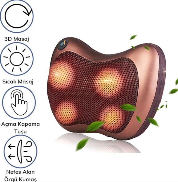 Çift Motorlu Titreşimli 8 Toplu Yoğurmalı Isıtmalı Bel Boyun Ayak Sırt Omuz Masaj Aleti - 2