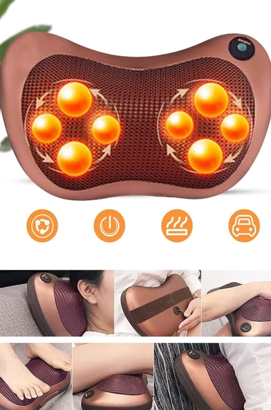 Çift Motorlu Titreşimli 8 Toplu Yoğurmalı Isıtmalı Bel Boyun Ayak Sırt Omuz Masaj Aleti - 6
