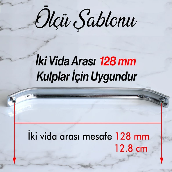 Volga Metal Krom Kulp 128 mm 12.8 cm Mobilya Çekmece Mutfak Dolabı Dolap Kulpları Kapak Kulpu Kulbu - 3