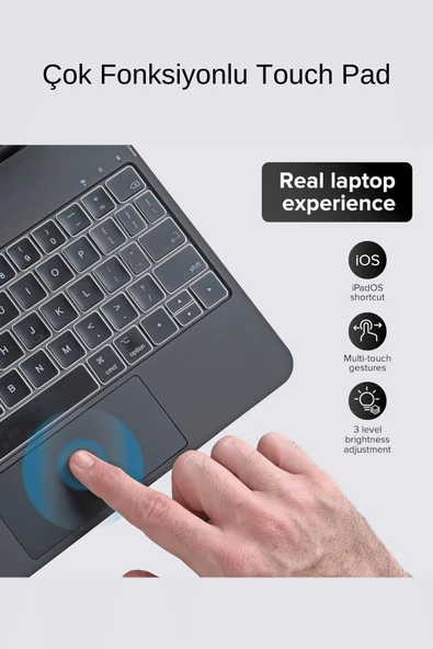 iPad Air 13 Uyumlu Magic Style Manyetik Yapışmalı Klavyeli Kılıf - Resim 7