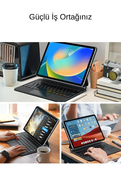 iPad Air 13 Uyumlu Magic Style Manyetik Yapışmalı Klavyeli Kılıf - Resim 6