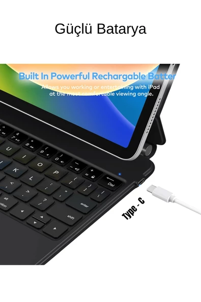 iPad Air 13 Uyumlu Magic Style Manyetik Yapışmalı Klavyeli Kılıf - Resim 5